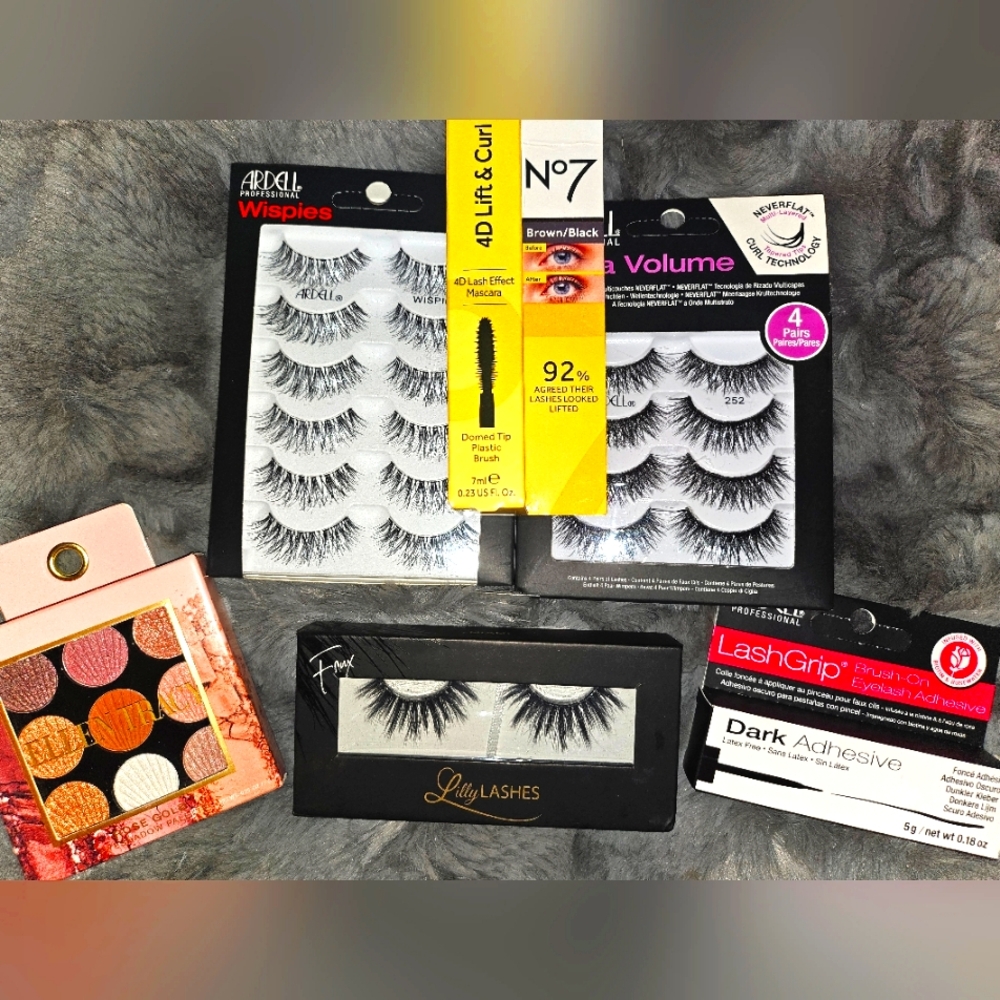 Ardell lashes,lily luscious,ellen tracyeyeshadow,& Ardell Lash Adhesive 4 strip!